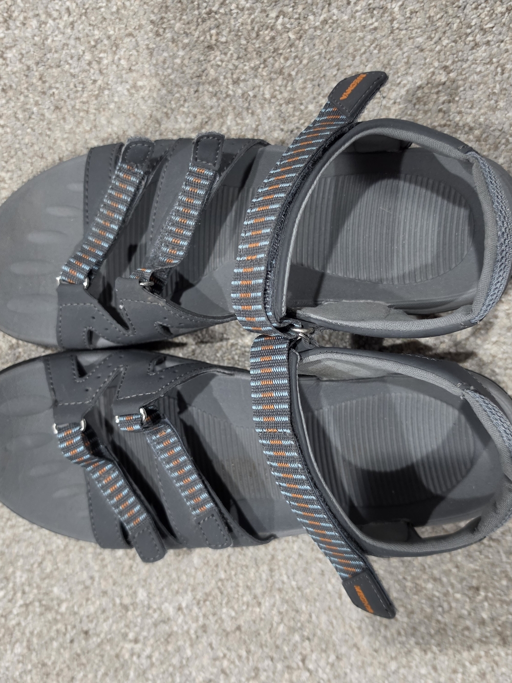 Womens Grey Outdoor Sandals with Striped Webbing